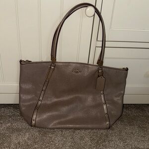 Coach Taupe Leather Tote Bag